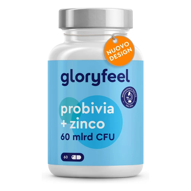 Probiotici ProBivia: 60 miliardi CFU, 21 ceppi batterici, zinco e inulina - 100% vegan - 60 capsule