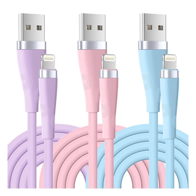 iPhone Charger Cable 3-Pack 10ft/2.8m | Apple MFi Certified | Fast Charging USB Lead
