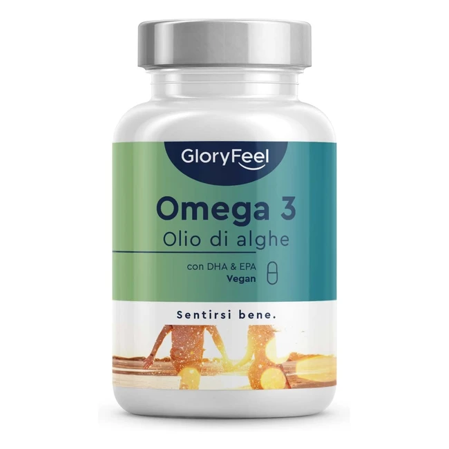 Omega 3 Vegan - Olio di Alghe - 1440mg Omega3 - 216mg EPA - 432mg DHA - 100% Vegetale - 60 Capsule