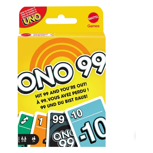 Mattel Games HHL37 Ono 99 Kartenspiel für Kinder und Familien - Zahlen addieren - Geschenk für 7 Jahre und älter