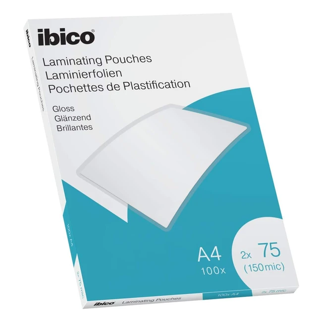 ibico A4 Laminating Pouches - Gloss Finish - 150 Micron - Pack of 100 - Crystal Clear