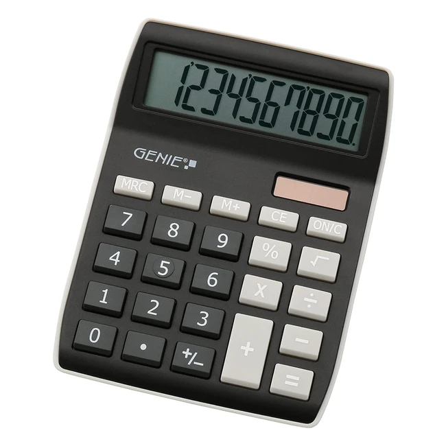 Calculadora Genie 840B de 10 dígitos, dual power solar y batería, diseño compacto - Negro