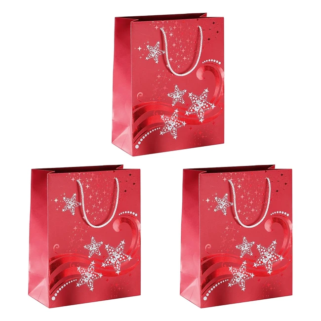 Lot de 3 sacs cadeaux Nol Sigel GT107 - Rouge et Blanc - 33 x 26 cm