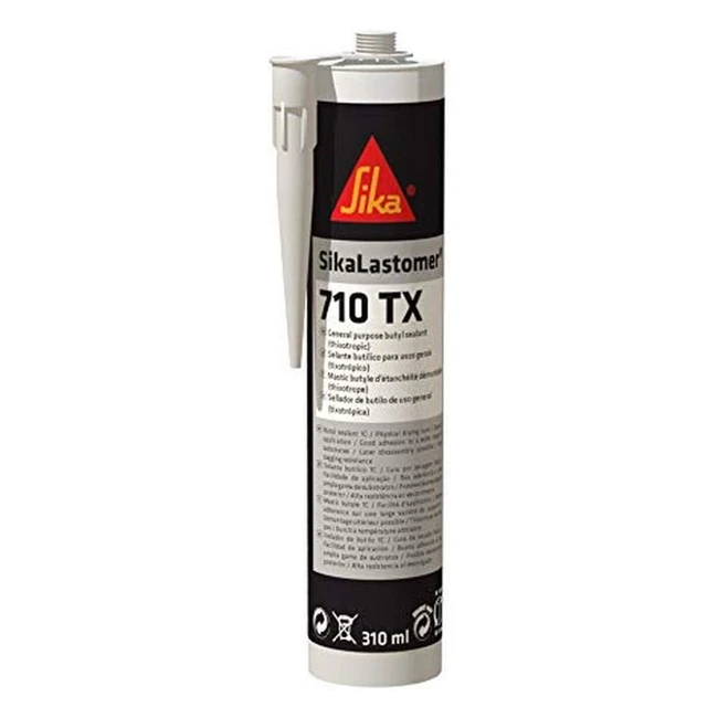 Mastic butyle Sikalastomer 710 TX blanc pour joints d'étanchéité et calfeutrement - Carrosserie camping-car et caravanes - 310 ml