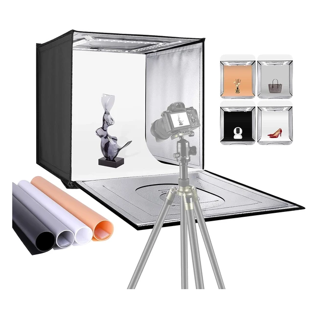 Caja Luz Neewer 50cm LED Brillo Ajustable - Kit Fotografa Plegable y Porttil