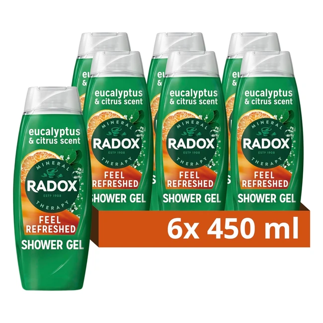 Radox Mineral Therapy Body Wash Shower Gel - Feel Refreshed - 6x 450ml