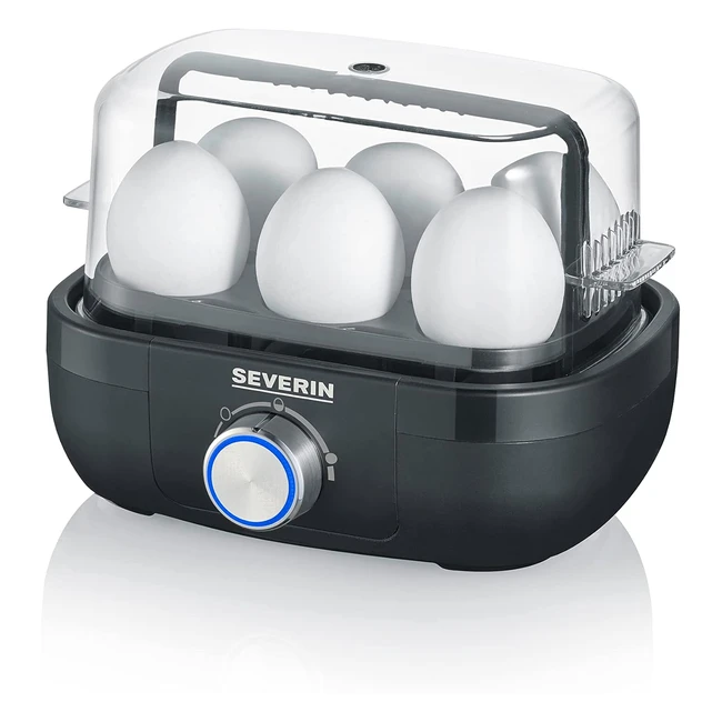 Severin EK 3166 Eierkocher für 6 Eier mit elektronischer Garzeitüberwachung inklusive Messbecher und Eierschneider - Schwarz 420 W