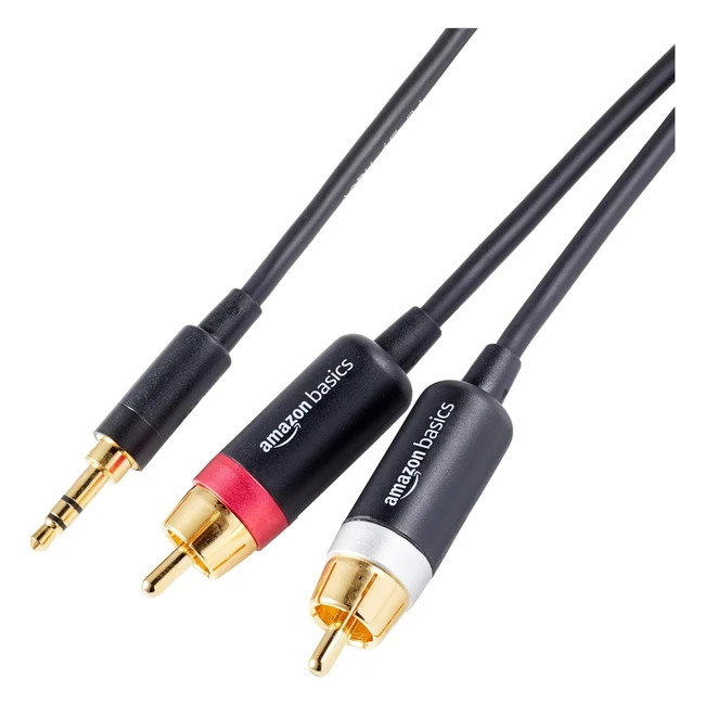 Amazon Basics 35mm Auxiliary to 2 RCA Adapter Audio Cable for Stereo Speaker or 