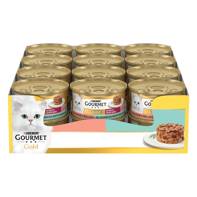 Purina Gourmet Gold Intrecci di Gusto: Salmone e Merluzzo - 24 lattine da 85g