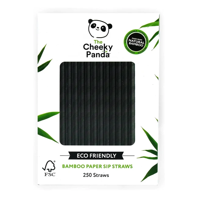 Pajitas de papel negro de bamb The Cheeky Panda - Paquete de 250 pajitas