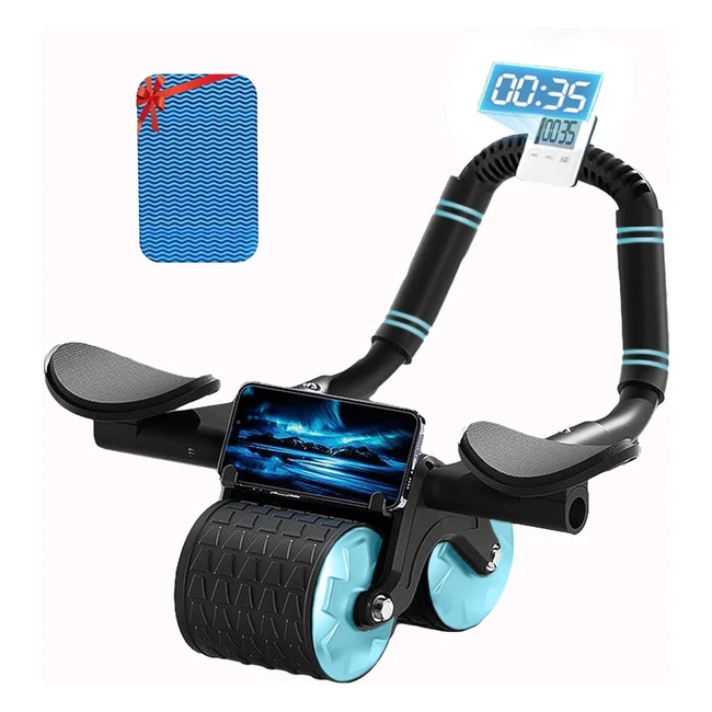 2023 New with Timer ABS Roller Wheel - Exercise Equipment for Core Workout - Automatic Rebound - Elbow Support - Home Gym