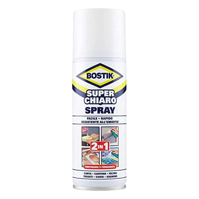 Colla a contatto spray trasparente Bostik 244395 - Tenace veloce e resistente a
