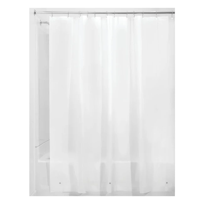 iDesign Shower Curtain with Magnetic Hem - Long Shower Curtain Made of Mould PEVA - Stylish and Water Repellent - Frost White