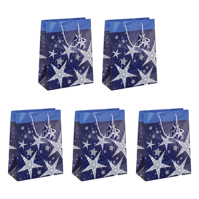 Lot de 5 sacs cadeaux Noël bleu et blanc - Sigel GT025