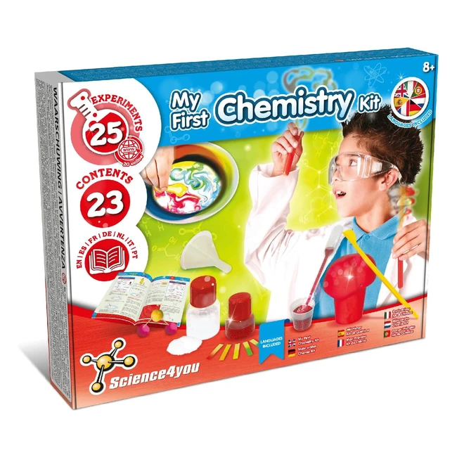 Kit de chimie pour enfants 8 ans - Science4You - 25 expriences scientifiques e