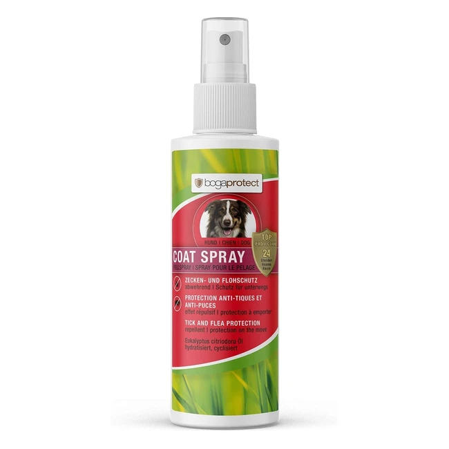 Bogaprotect UBO0357 Hundefell-Spray | Sofortschutz | 24 Stunden Wirkung | Zecken- und Flohabwehr | Eukalyptusöl