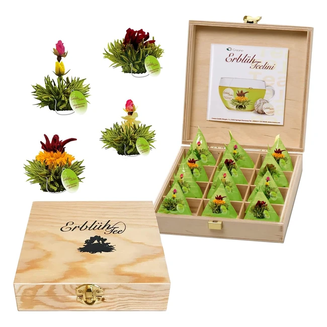 Coffret cadeau fleurs de thé en taille de tasse - 12 fleurs de thé en 4 variétés - Thé blanc - Cadeau pour femme