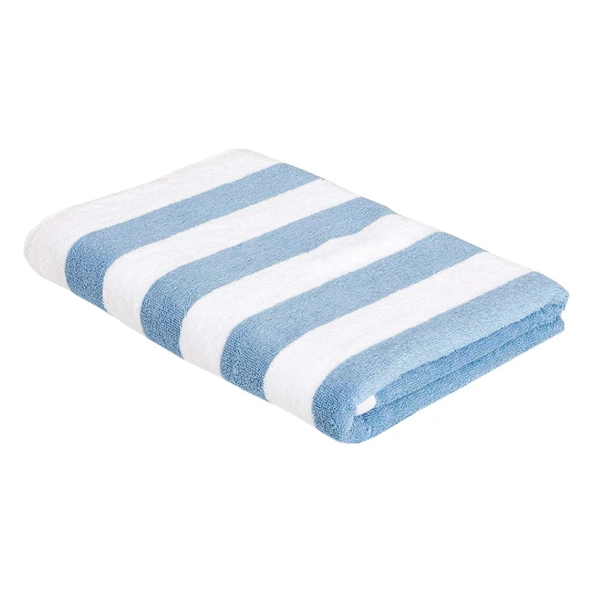 Amazon Basics Cabana Stripe Beach Towel - Sky Blue, 1524 cm x 762 cm - Soft, Absorbent, and Durable