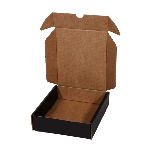 Caja de Cartón Negra para Envío Postal - Resistente y Automontable - Talla S 13x16x4 cm - 20 Unidades