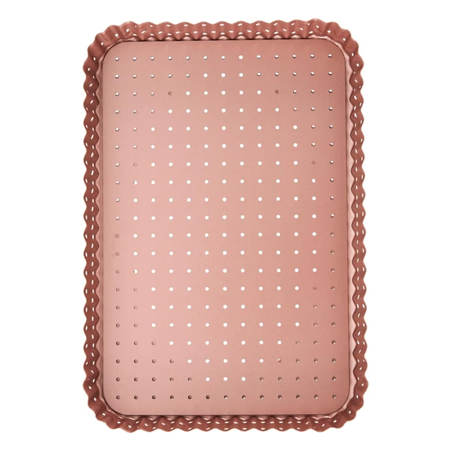 Wiltshire Rose Gold Quiche & Tart Pan - Large Perforated Mould - Nonstick - Removable Base - 32cm