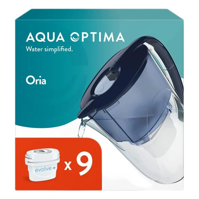 Jarra de filtro de agua Aqua Optima Oria + 9 cartuchos de filtro de agua Evolve - Capacidad 28L