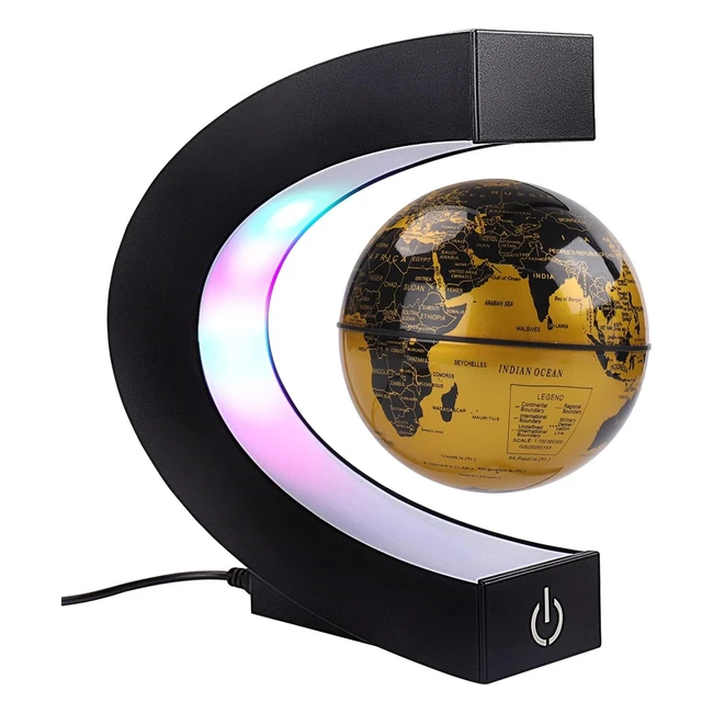 Globo Galleggiante Magnetico con Luci LED Colorate a Forma di C Antigravit Oro