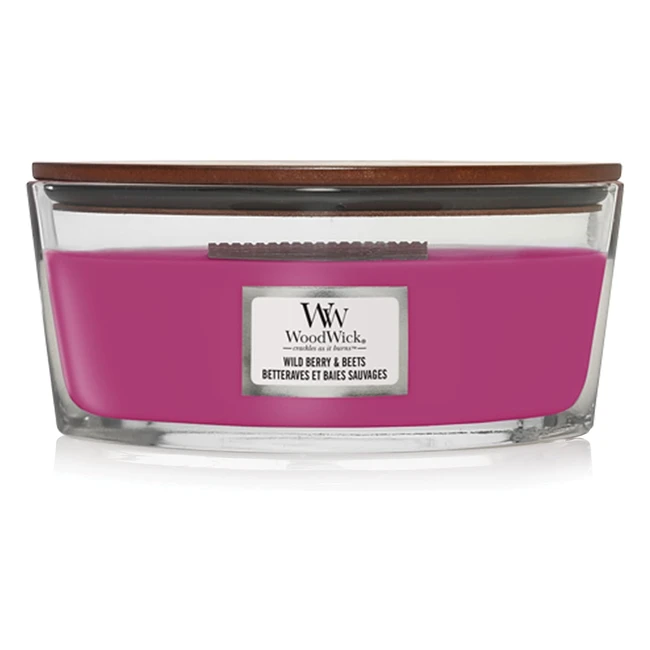 Woodwick Ellipse Scented Candle - Wild Berry & Beets - Up to 50 Hours Burn Time - 1632290E