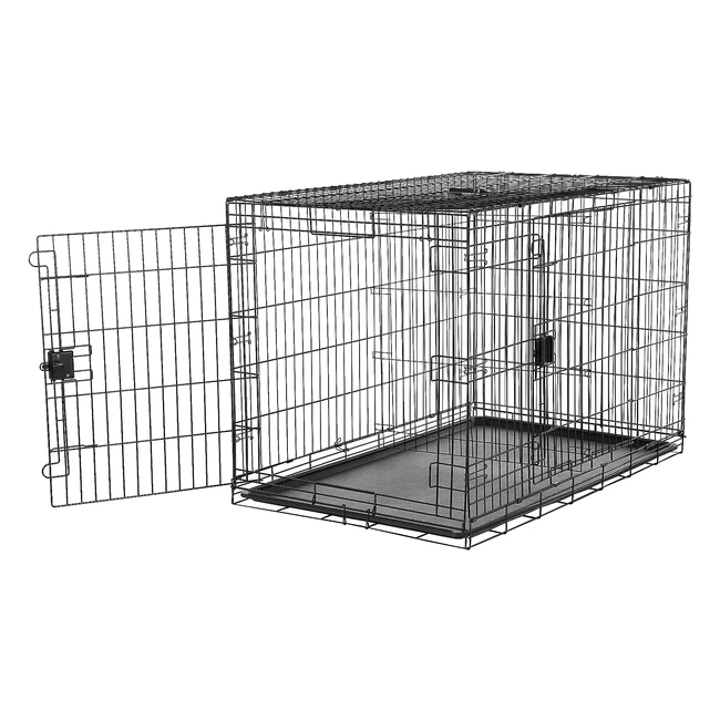 Amazon Basics Metal Wire Dog Crate - Durable Foldable Double Door - 122cm L x 76cm W x 83cm H