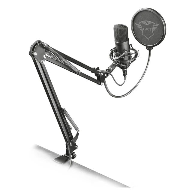 Trust GXT 252 Emita Plus USB Gaming Microphone - Professional Studio Condenser Mic for Podcasting, Voiceovers, Streaming - Black