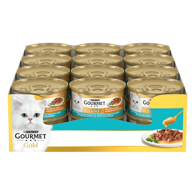 Purina Gourmet Gold Delizie in Salsa - Cibo umido per gatti con tonno - 24 latti