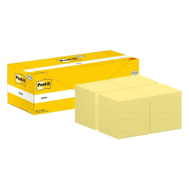 Pack promo de 12 blocs gratuits - Notes autocollantes jaune canari 76mm x 76mm