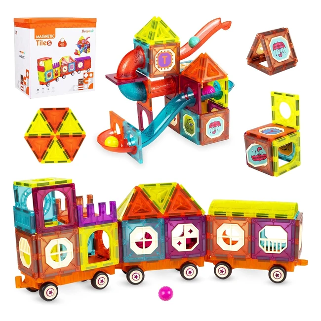 Blocs de Construction Magnétiques Beeyouk 104 pièces Montessori - Cadeau pour Enfants