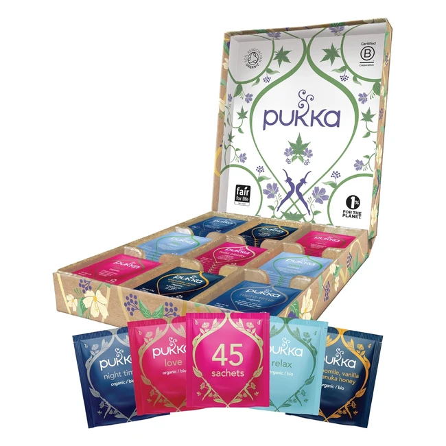 Pukka Herbs Relax Herbal Tea Selection Box - 9 Flavours - 45 Sachets