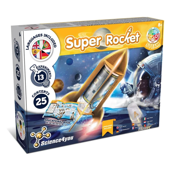 Science4You - Super lance-roquettes pour enfants - Fuse bouteille - Lance jusqu'à 20 mètres de haut - 13 expériences scientifiques - Jeu extérieur enfant 8 ans