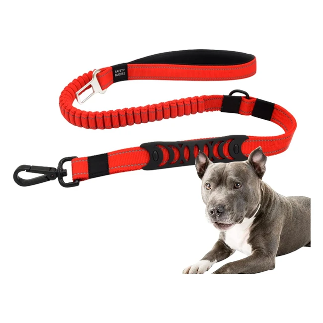 Correa antitirones Edipets para perros pequeño/mediano/grande, compatible con coche, 1m-14m, reflectante, mango acolchado, rojo