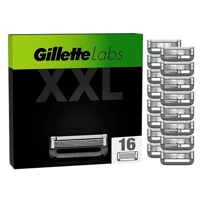 Gillette Labs Razor Blades - Pack of 16 Refills - Compatible with GilletteLabs - Exfoliating Bar and Heated Razor