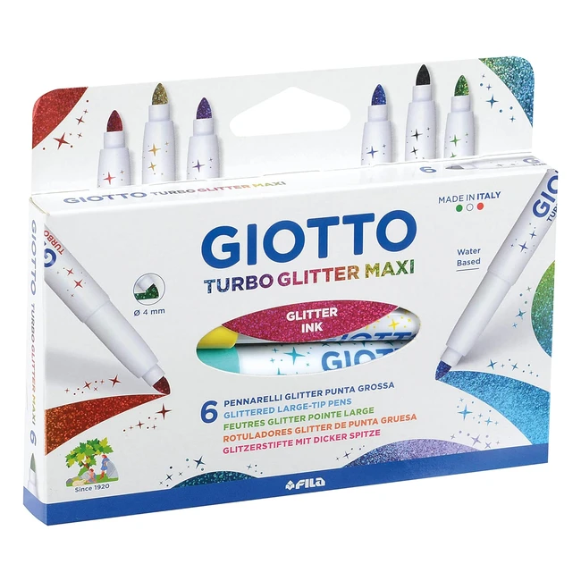 Giotto Turbo Glitter Maxi Rotuladores - Caja 6 - Efecto Chispeante