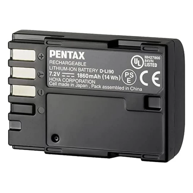 Batería de litio Pentax DLI90 para cámara grabadora K7 - Negro