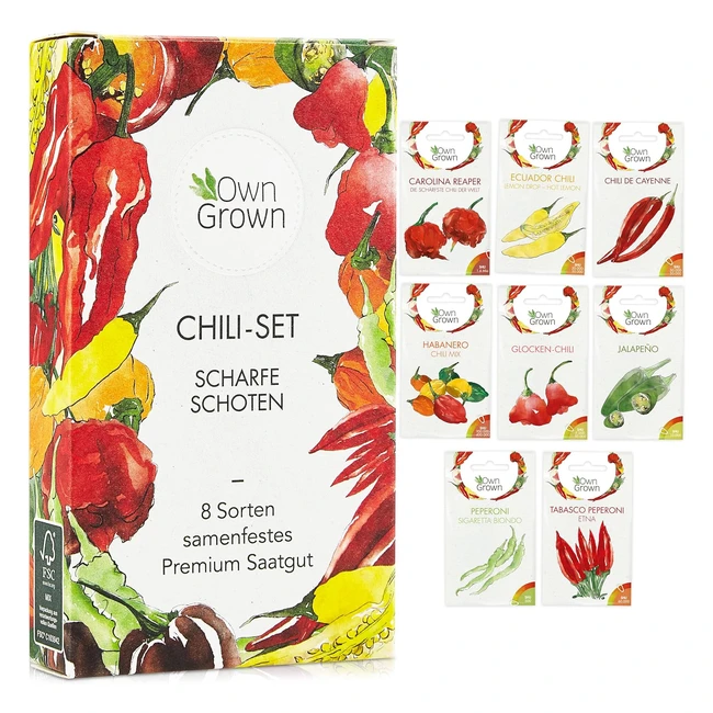 Premium Chili Samen Set - 8 Sorten fr Garten und Balkon - Bunte und alte Chili