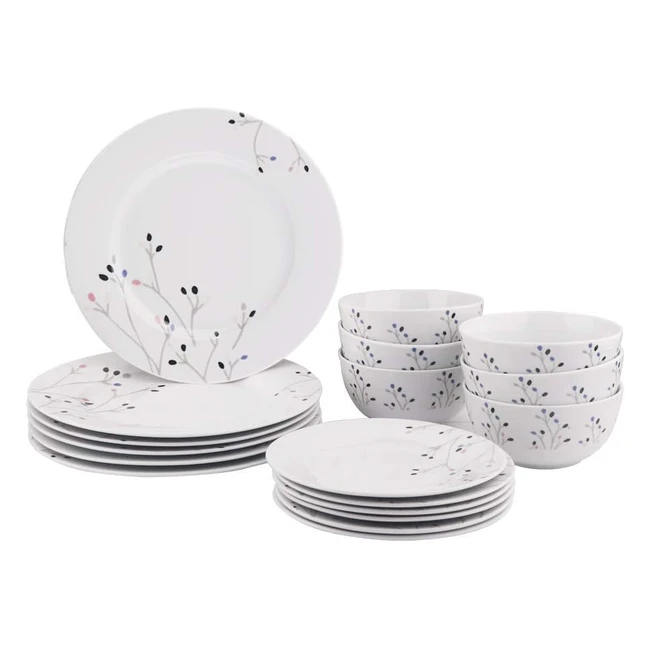 Amazon Basics 18-Piece Dinnerware Set  Service for 6  Elegant Modern Design