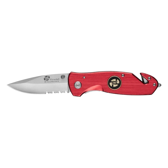 Couteau d'intervention Pradel Excellence CK886 - Manche rouge - Brise-vitre - Coupe-ceinture