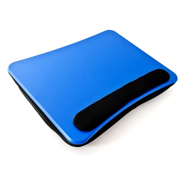 Supporto per notebook Relaxdays blu 46 x 34 x 8 cm - Ergonomico, morbido cuscino, chiusura a strappo, manico impugnatura, tavolino stabile