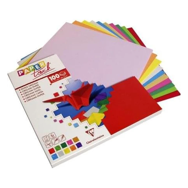 Clairefontaine 95007C - Pacco da 100 fogli di carta per origami 80gm - Formato 20x20cm - Carta colorata lisciata e tinta in massa - Hobby creativo - Assortimento misto 10 colori