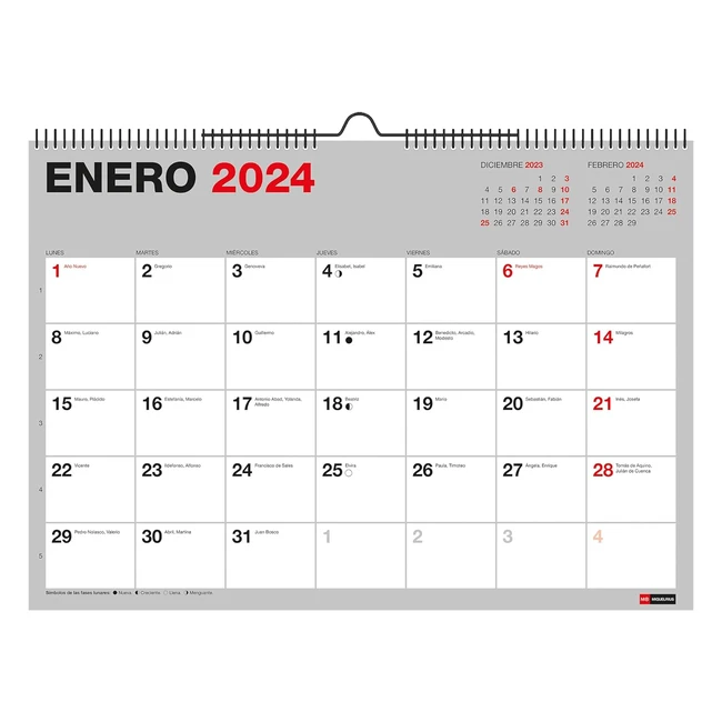 Calendario de Pared 2024 Miquelrius Basic A3 - Espiral Doble - Anotaciones