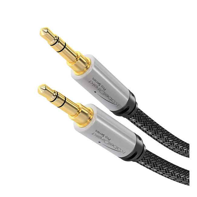 KabelDirekt Aux-Kabel 3,5 mm für Kopfhörer, Smartphones, Notebooks, MP3-Player oder Auto-Aux-Eingang, Nylon, Silber, Pro-Serie, 3m