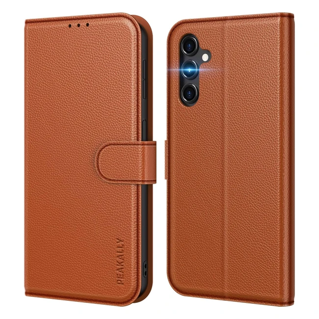 Coque Samsung Galaxy A54 - Blocage signal RFID - Etui en cuir - Marron
