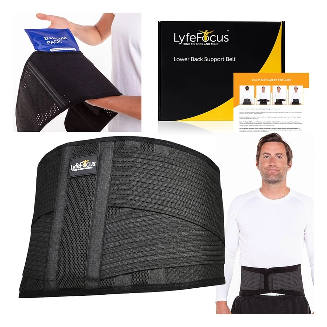 Lyfefocus Premium Adjustable Back Support Belt for Men  Women - Pain Relief Mu