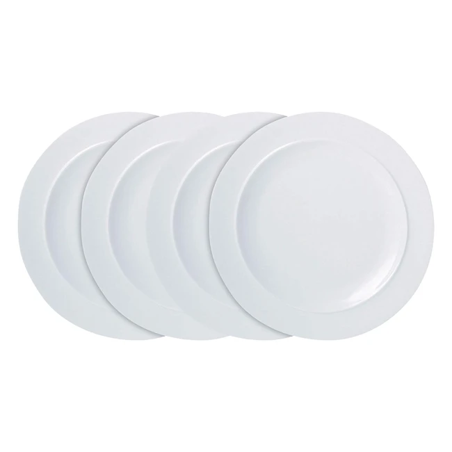Denby 11048905 White 4-Piece Dinner Plate Set - Oven Microwave Dishwasher and