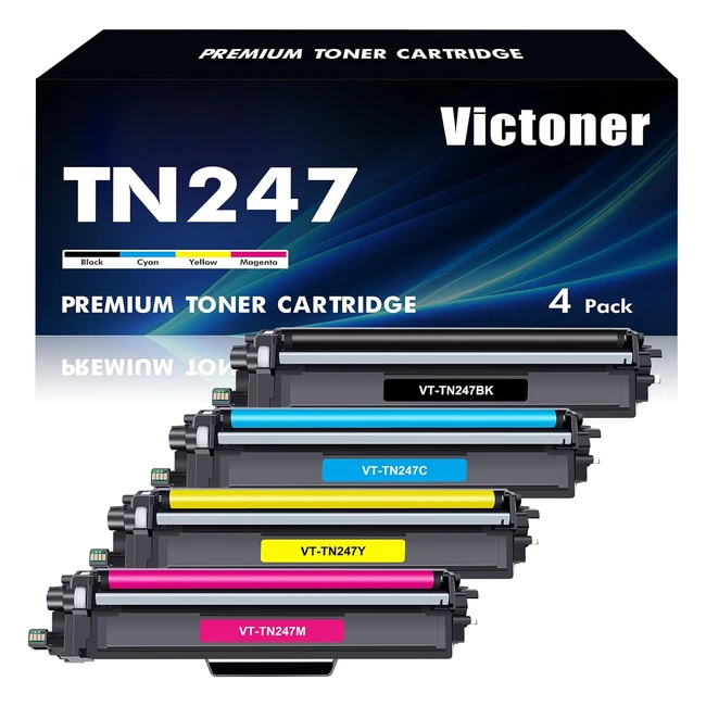 Victoner TN247 TN243CMYK Toner Compatible pour Brother - Pack de 4