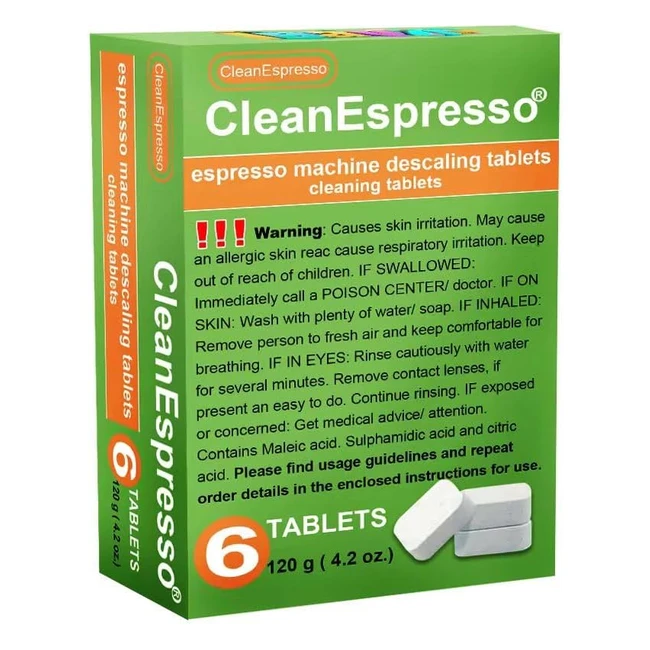 CleanEspresso Coffee Machine Descaler - Tough Scale Remover - Easy Maintenance - 6 Tablets
